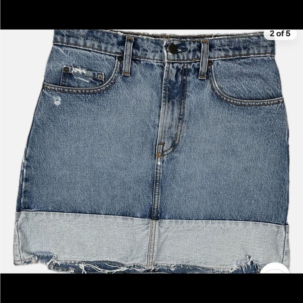 Nobody Denim Raw Hem Reverse Denim Skirt